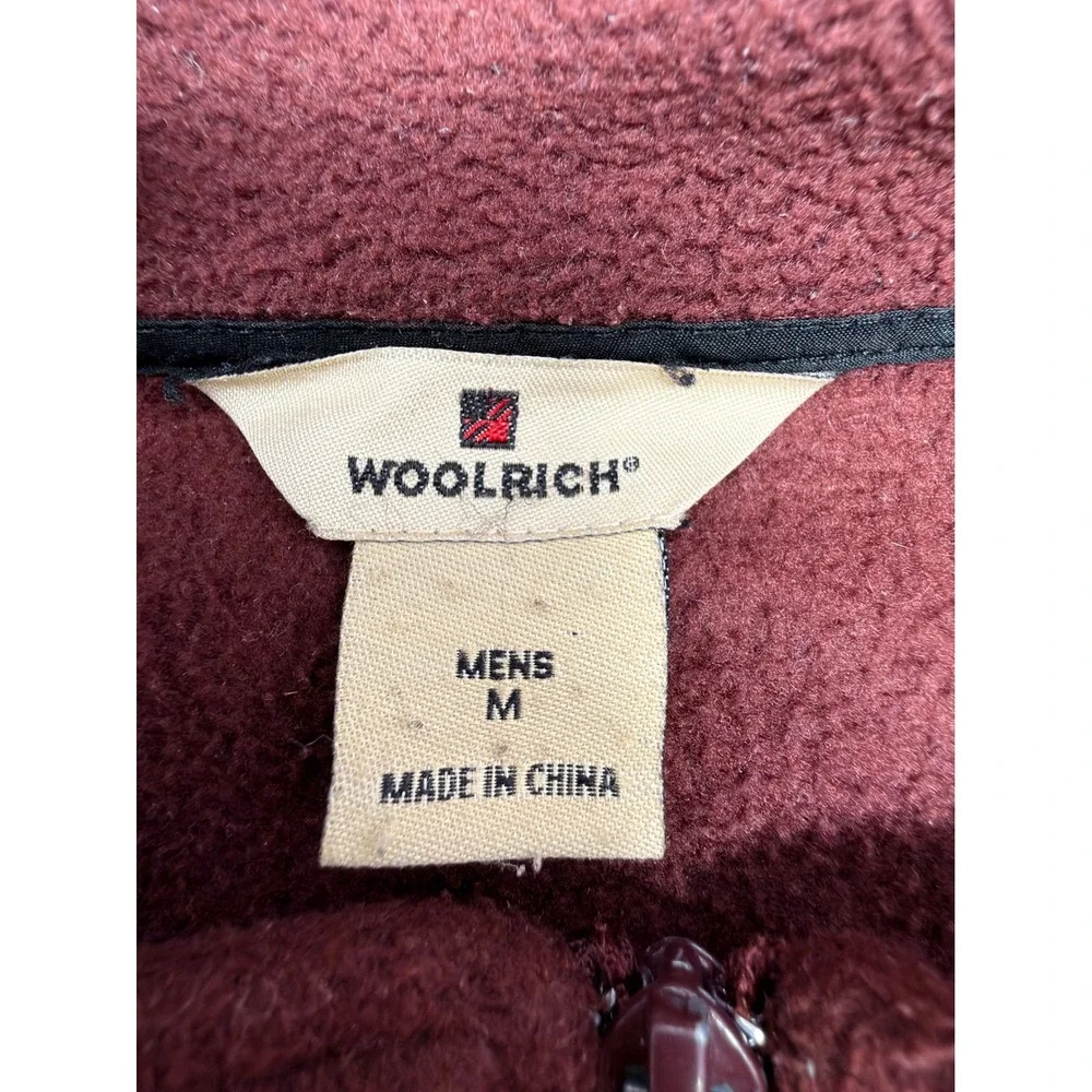 Woolrich Men's Fleece Vest Full Zip Mulberry Burgundy Outdoor Layer Size Medium